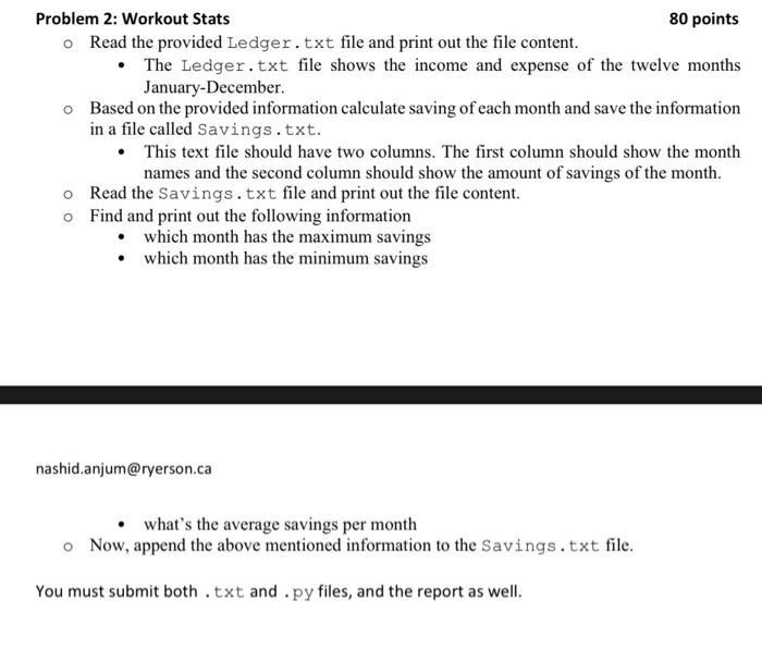 Solved Problem 2: Workout Stats 80 Points O Read The | Chegg.com