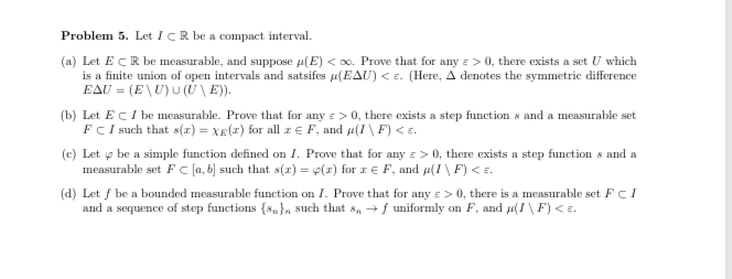 Solved Problem 5. ﻿Let IsubR be ﻿a compact interval.(a) ﻿Let | Chegg.com
