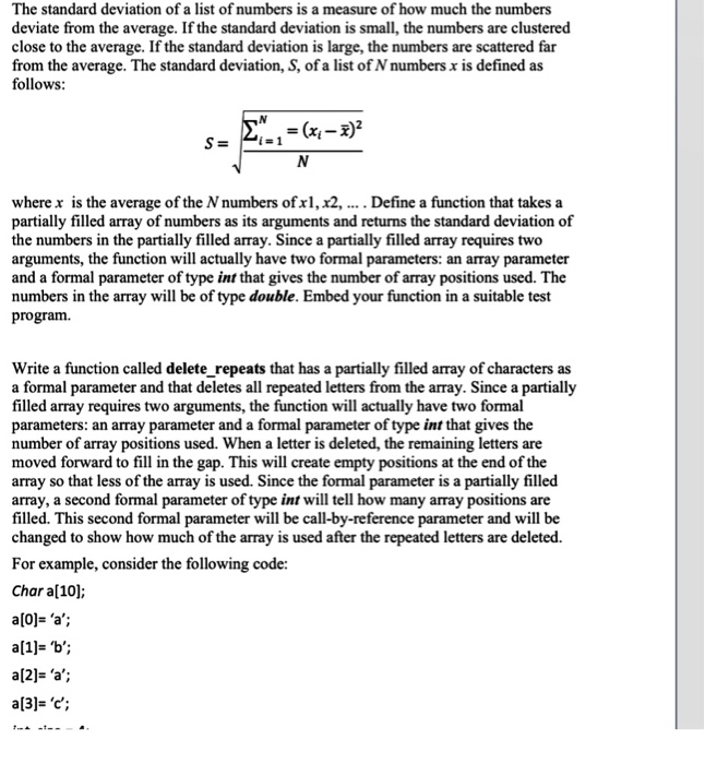 Solved The standard deviation of a list of numbers is a | Chegg.com