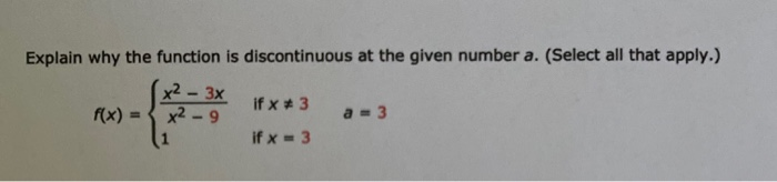 Solved Explain why the function is discontinuous at the | Chegg.com
