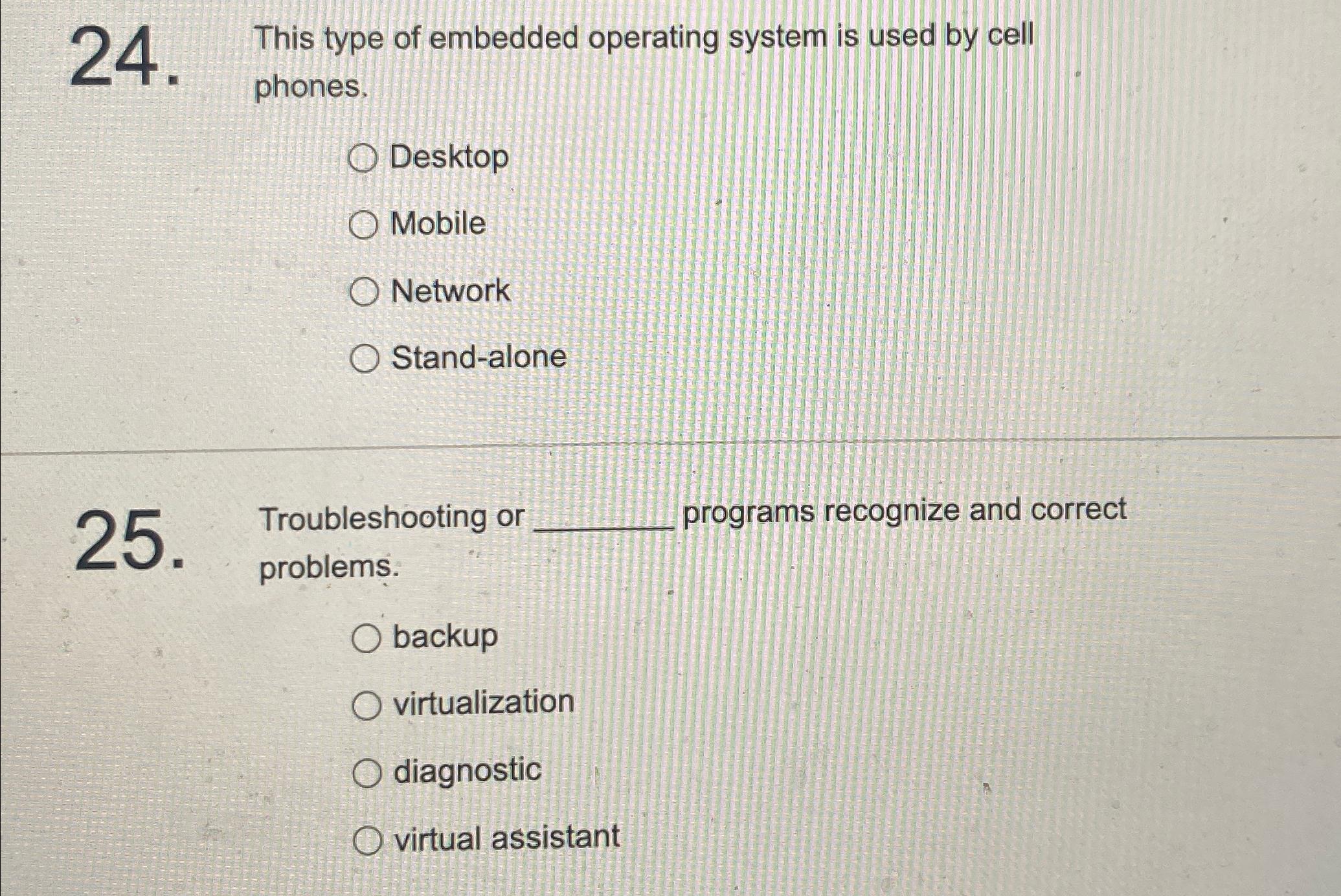 Solved This type of embedded operating system is used by