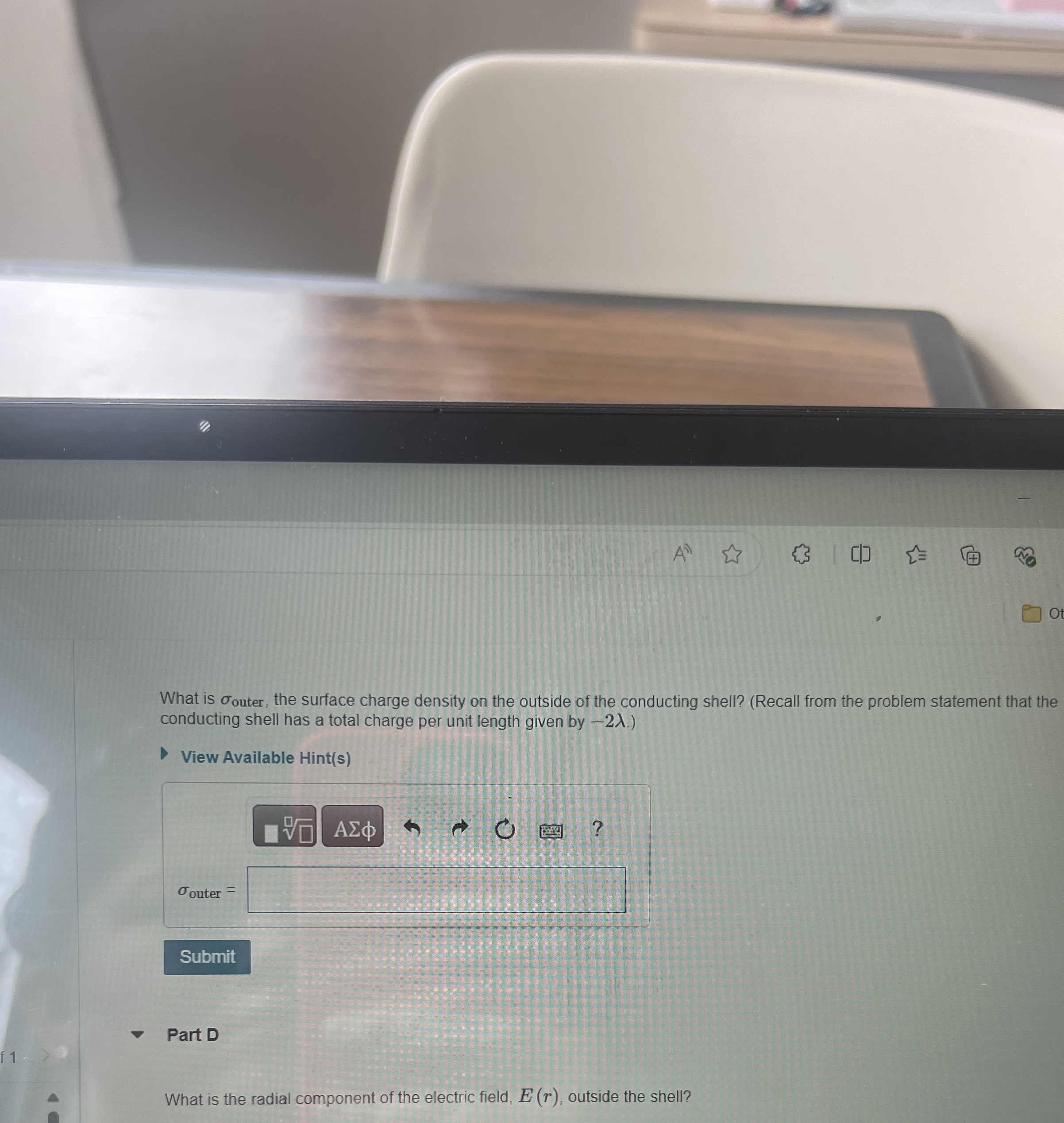 Solved What is σouter, , ﻿the surface charge density on the | Chegg.com