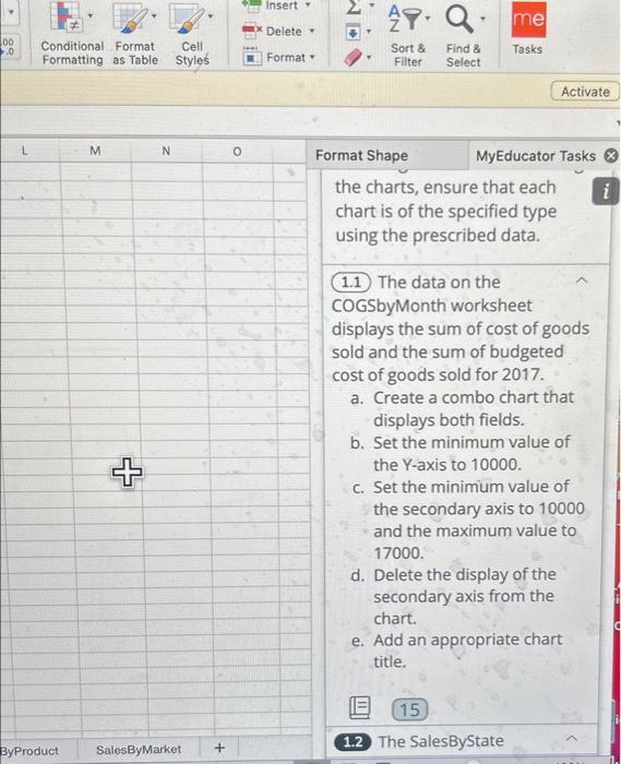 (1.1) The data on the COGSbyMonth worksheet displays | Chegg.com