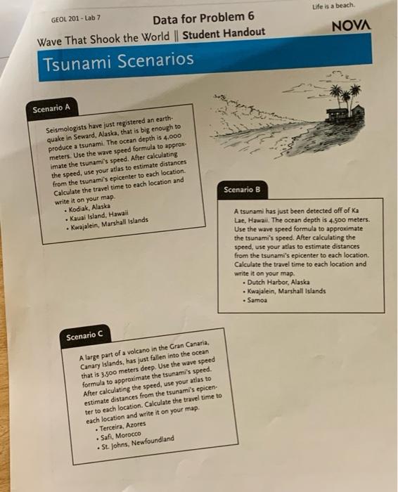 Solved 6) Complete The Tsunami Activity On The Following | Chegg.com