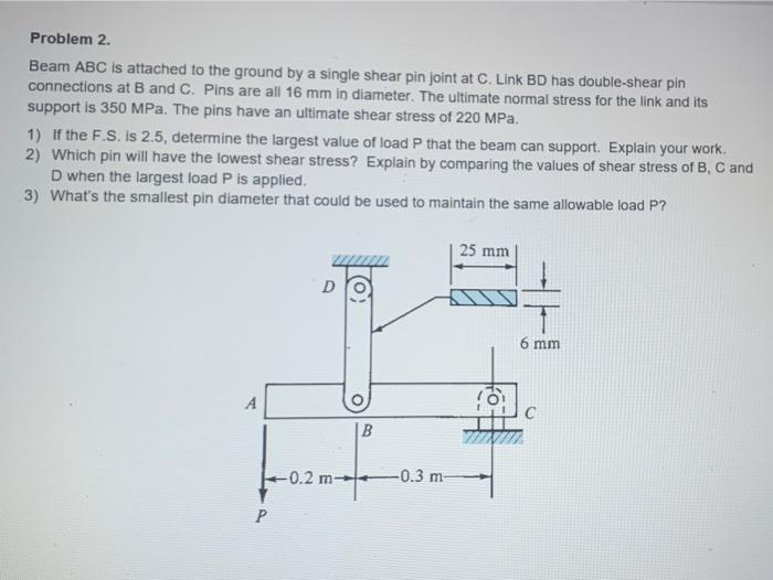 Solved Problem 2. Beam ABC Is Attached To The Ground By A | Chegg.com