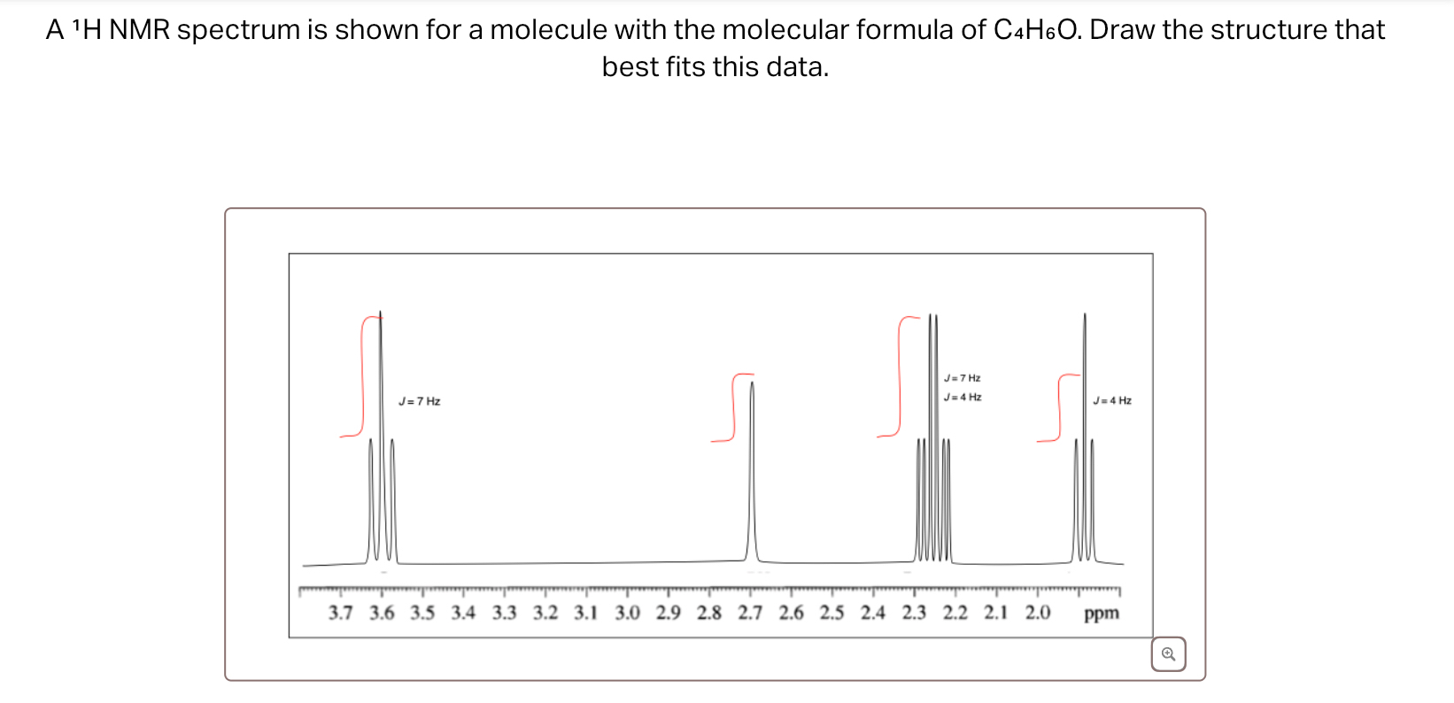 Solved A H Nmr Spectrum Is Shown For A Molecule With The Chegg Com