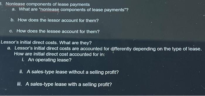 Solved 3. Nonlease components of lease payments a. What are | Chegg.com