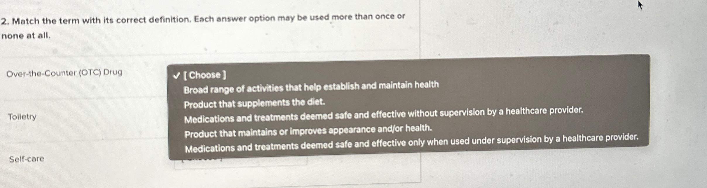 Solved Match the term with its correct definition. Each | Chegg.com