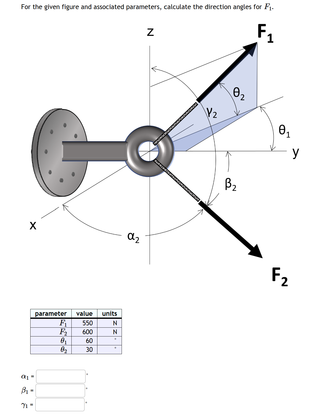 Direction Angles Statics Solved For the given figure and associated parameters, | Chegg.com