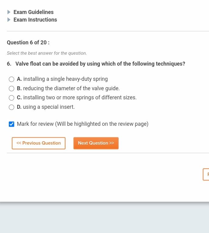 Solved Exam GuidelinesExam InstructionsQuestion 6 ﻿of 20 | Chegg.com