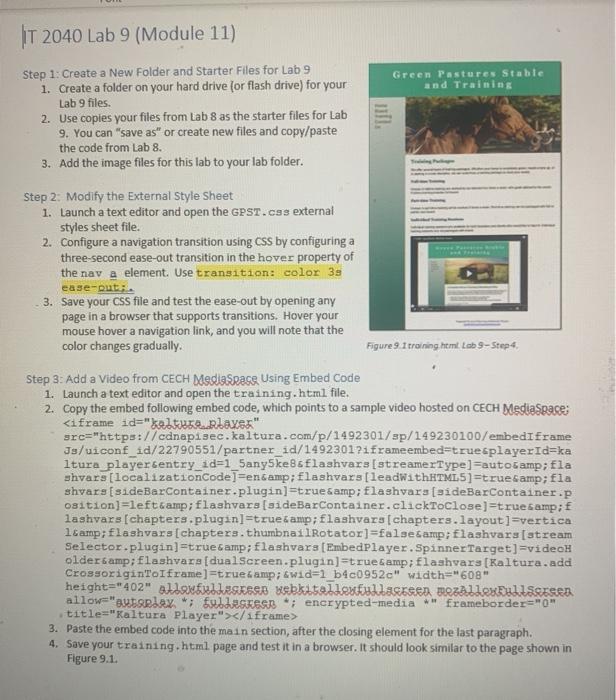 IT 2040 Lab 9 (Module 11) Green Pastures Stable and | Chegg.com