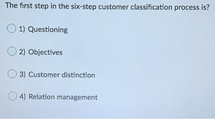 Solved The first step in the six-step customer | Chegg.com