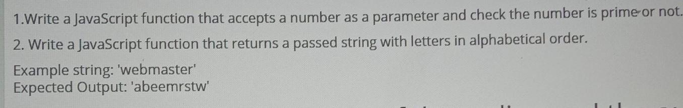 Solved 1. Write a JavaScript function that accepts a number | Chegg.com