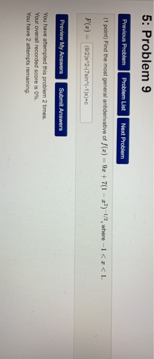 Solved 5: Problem 5 Previous Problem Problem List Next | Chegg.com
