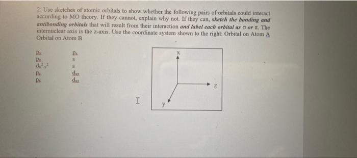 Solved 2. Use sketches of atomic orbitals to show whether | Chegg.com