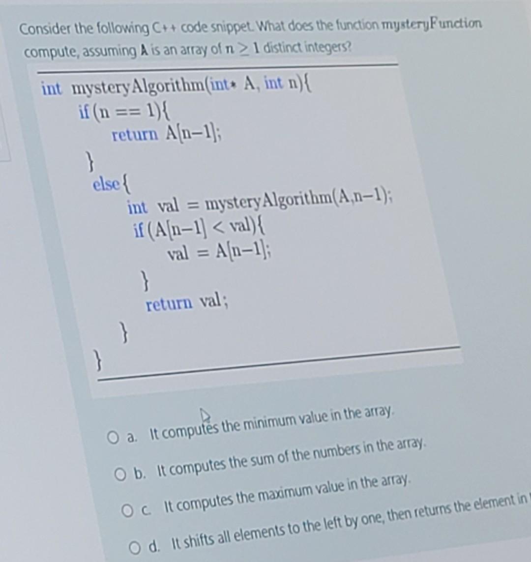 Solved Consider The Following C++ Code Snippet. What Does | Chegg.com