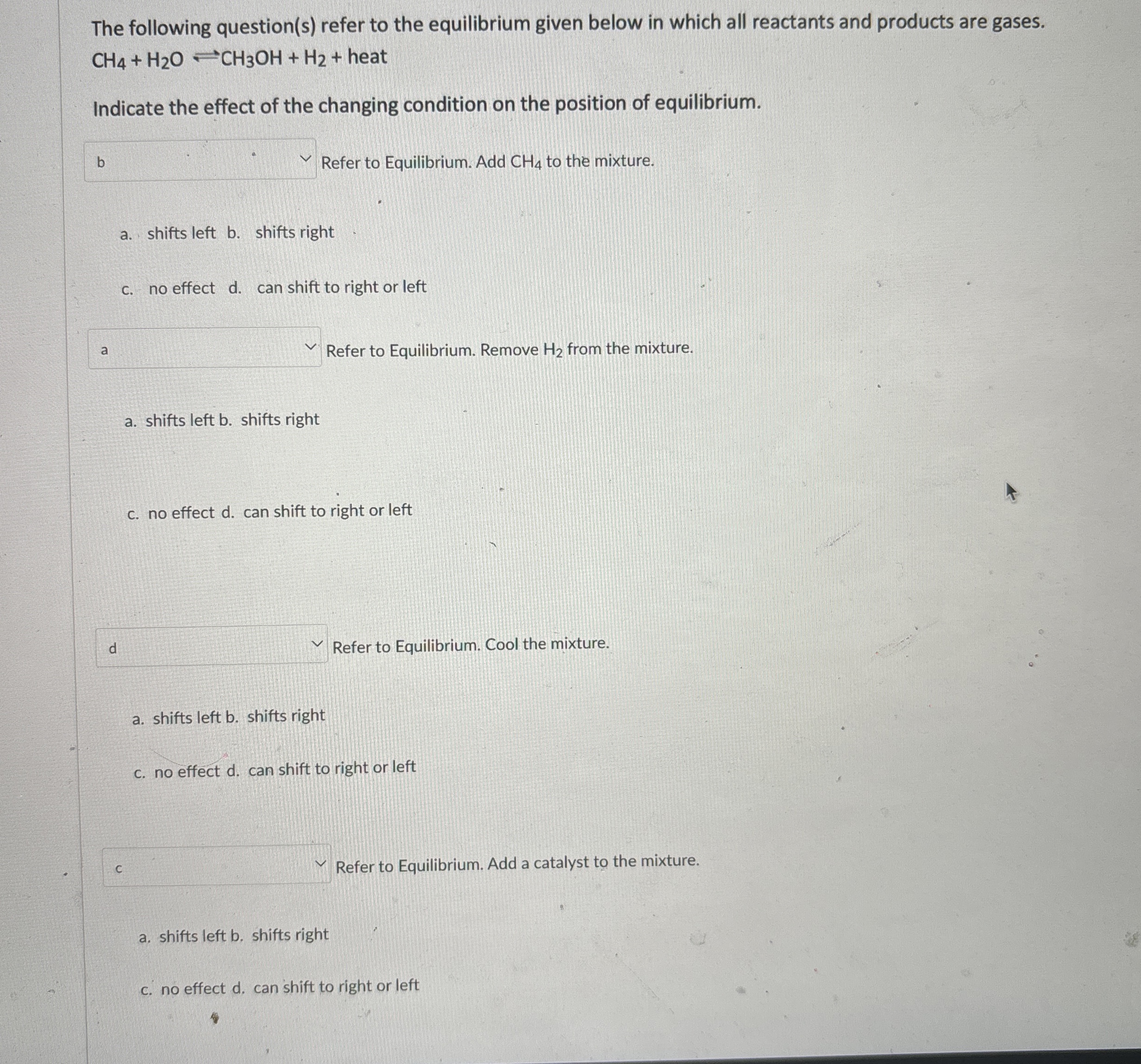Solved The following question(s) ﻿refer to the equilibrium | Chegg.com
