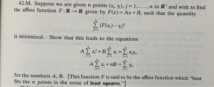 Solved → 42.M. Suppose we are given n points (X;, y), j = | Chegg.com