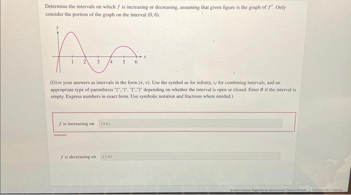 Solved Determine the intervals on which f is increasing or | Chegg.com