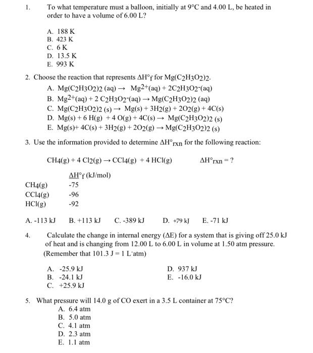 Solved 1. - To What Temperature Must A Balloon, Initially At 