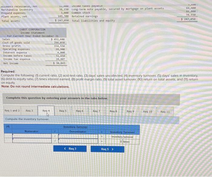 Solved Required: Compute the following (1) current ratio. | Chegg.com