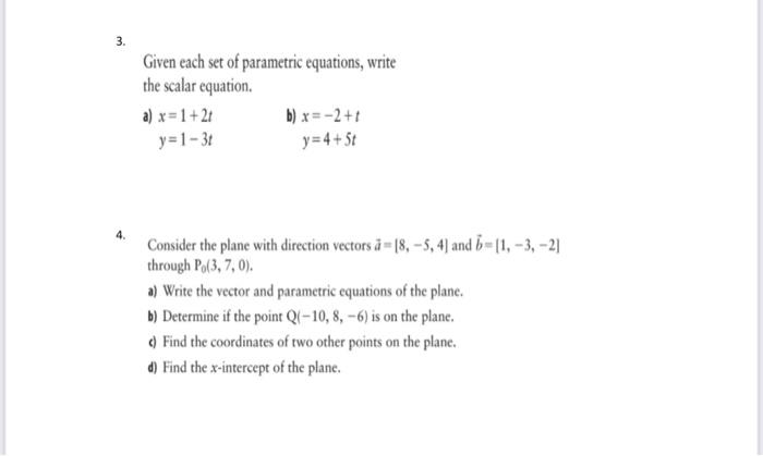 Solved 3. Given Each Set Of Parametric Equations, Write The | Chegg.com