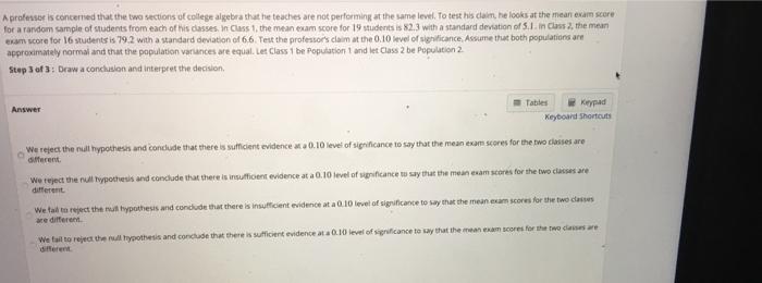 Solved A professor is concerned that the two sections of | Chegg.com
