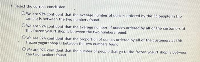 Solved In a random sample of 35 people at a frozen yogurt | Chegg.com