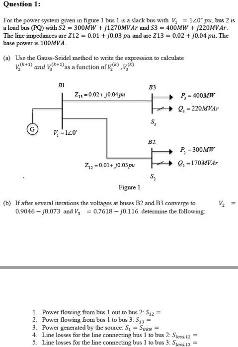 Solved Question 1: For the power system given in figure 1 | Chegg.com