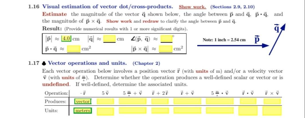 Solved 1.14 . Properties of vector dot-products and | Chegg.com