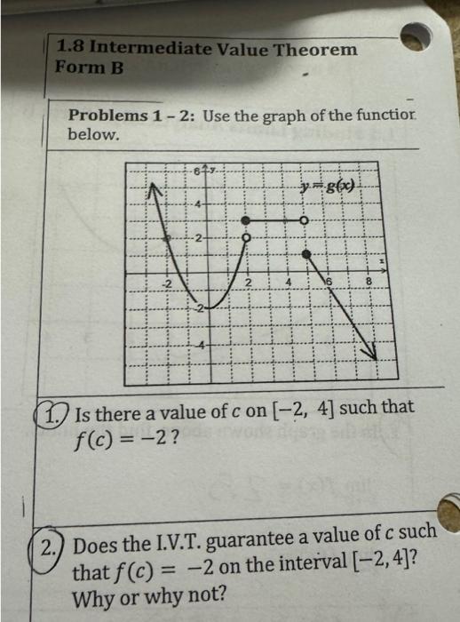 Solved Problems 1-2: Use the graph of the functior. below. | Chegg.com