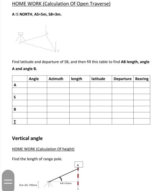 Horizontal & Vertical angles using Total station | Chegg.com