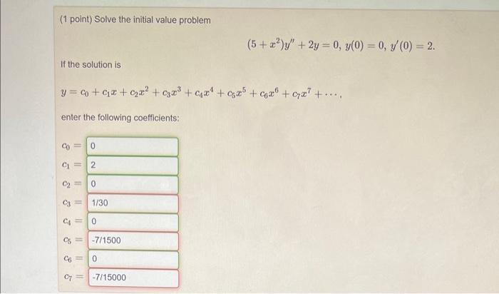 Solved (1 point) Solve the initial value problem | Chegg.com