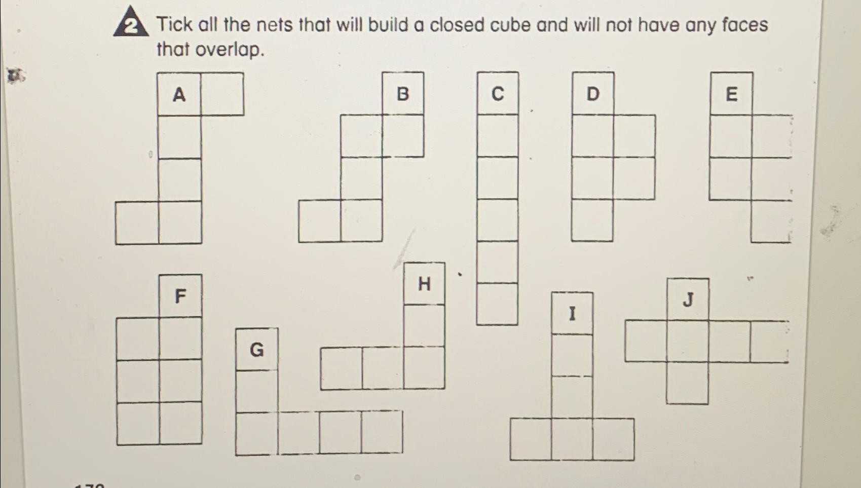 Solved ATick all the nets that will build a closed cube and | Chegg.com