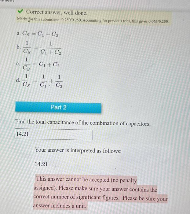 Solved Find the total capacitance of the combination of | Chegg.com