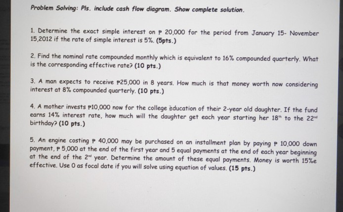 Solved Problem Solving Pls Include Cash Flow Diagram S Chegg Com