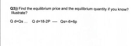 Solved Q3)) Find the equilibrium price and the equilibrium | Chegg.com