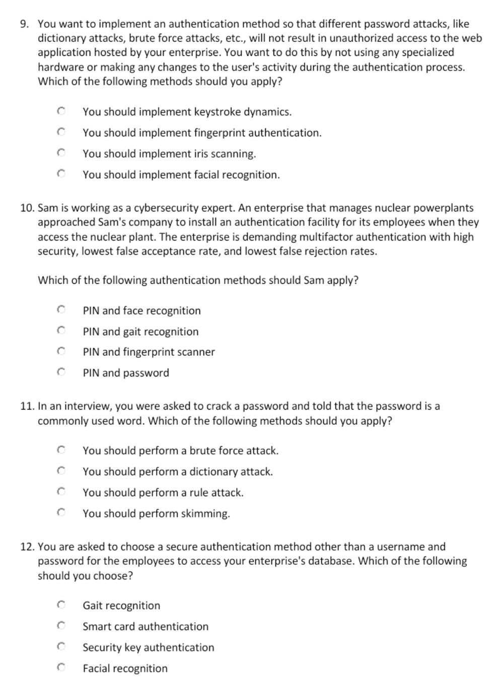 Solved 9. You want to implement an authentication method so | Chegg.com