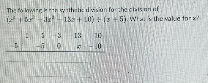 Solved The Following Is The Synthetic Division For The | Chegg.com