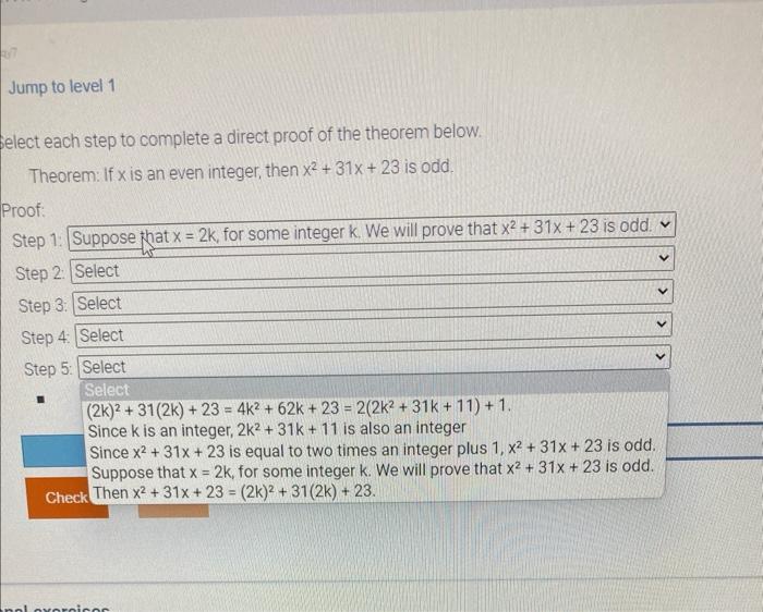 Solved mp to level 1 Et each step to complete a direct proof | Chegg.com