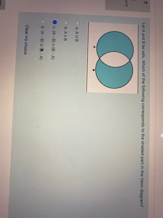 Solved 7 Let A and B be sets. Which of the following | Chegg.com