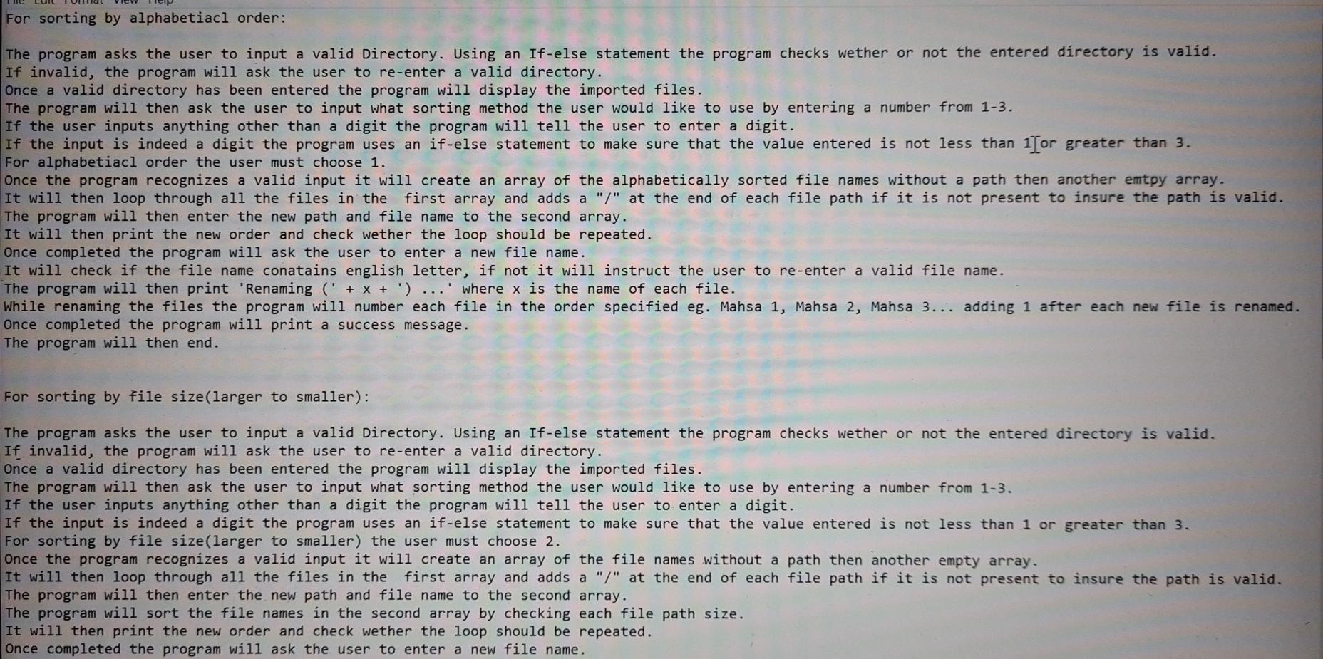 Solved For sorting by alphabetiacl order: The program asks | Chegg.com