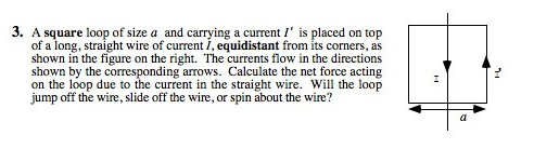 Solved A square loop of size a and carrying a current I' is | Chegg.com