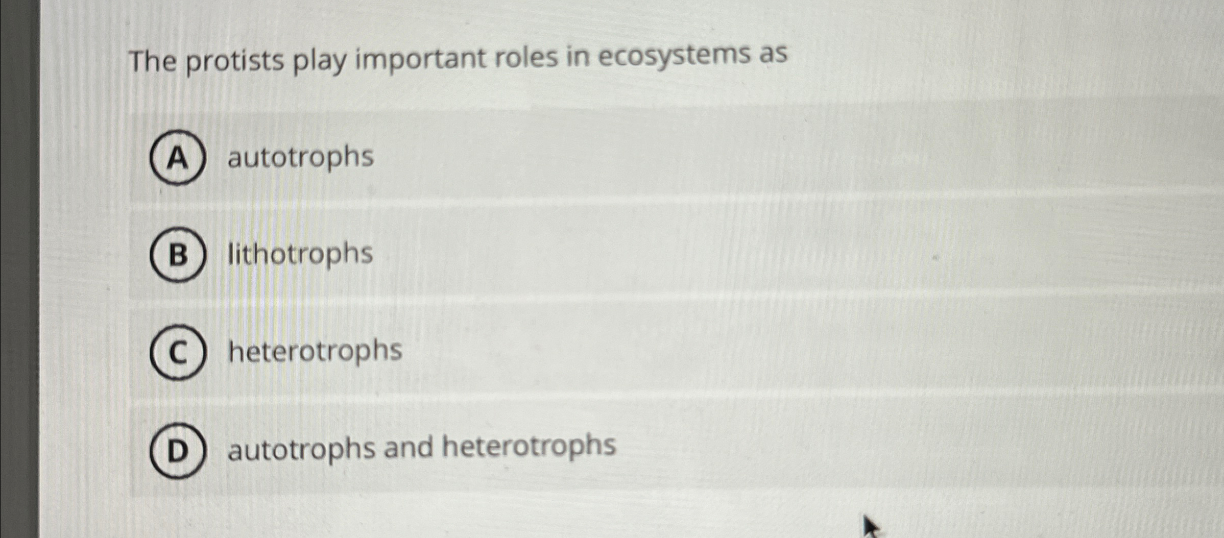 Solved The protists play important roles in ecosystems | Chegg.com