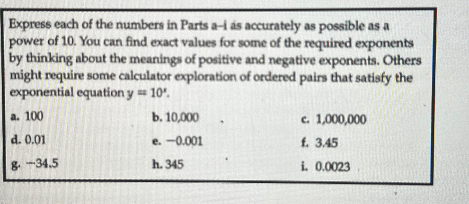 Solved Express each of the numbers in Parts a-i as | Chegg.com