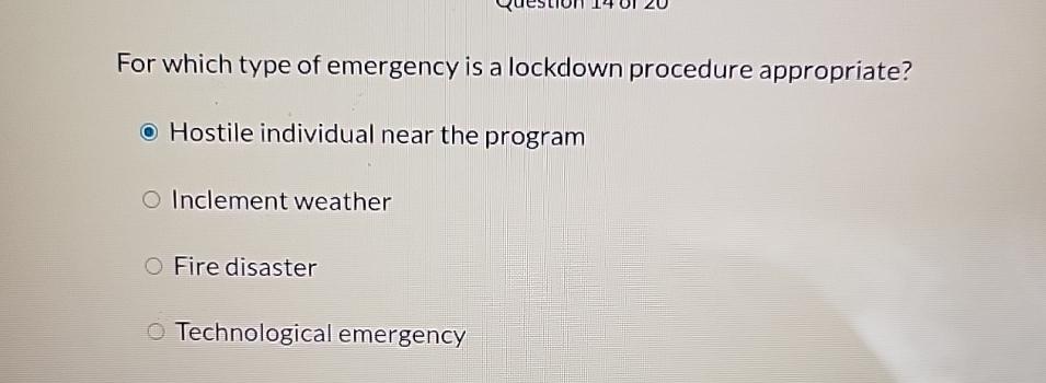 For Which Type Of Emergency Is A Lockdown Procedure Appropriate