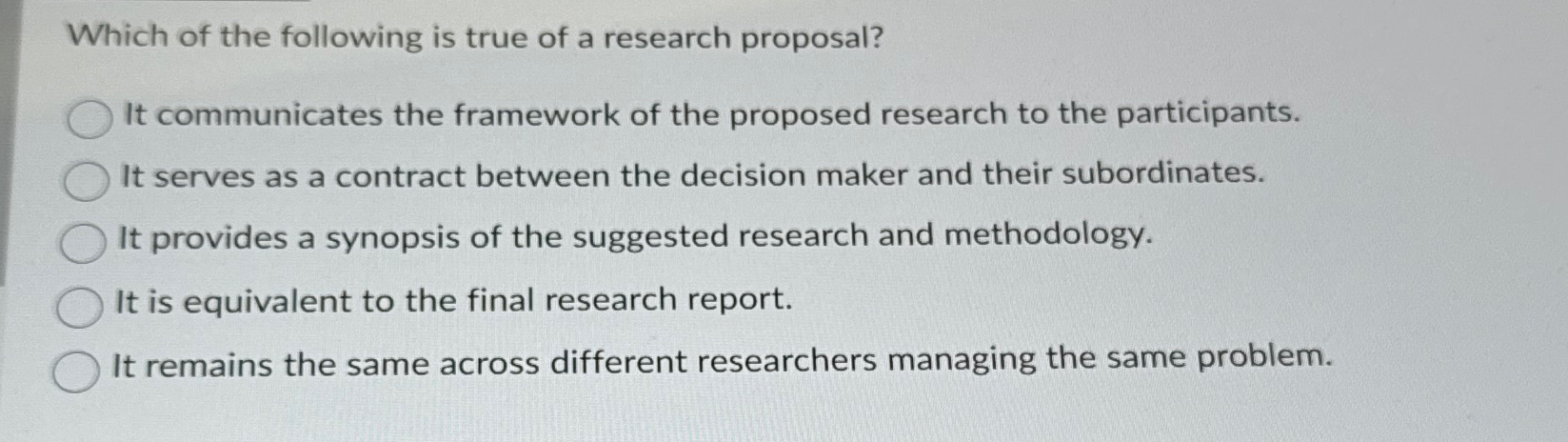 which is not the component of a research proposal from the following