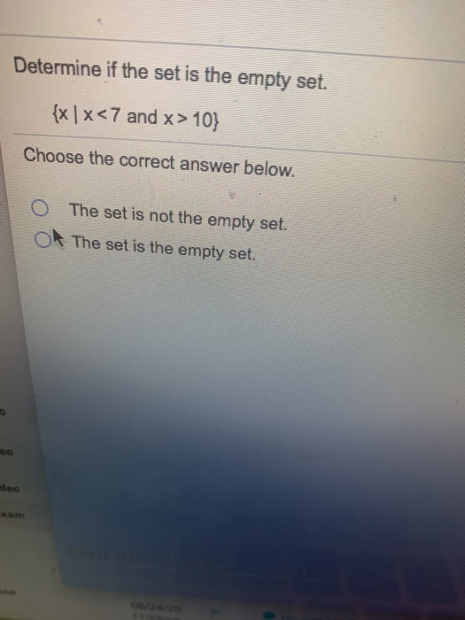 Solved Determine if the set is the empty set. {x | x
