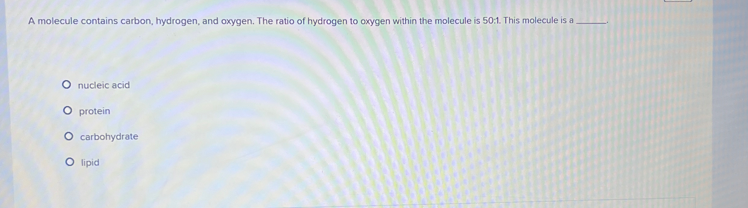carbon hydrogen oxygen 1 2 1 ratio