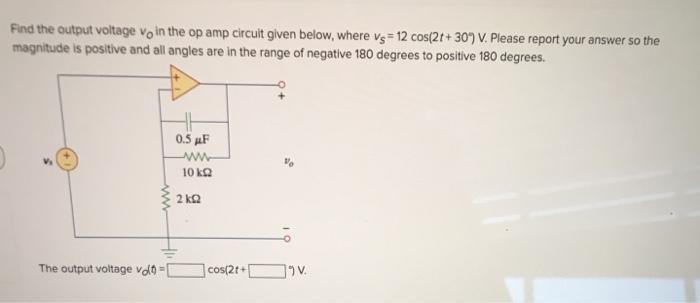 Solved Find the output voltage vo in the op amp circuit | Chegg.com
